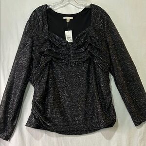 Elegant Black and Silver Long Sleeve Top
